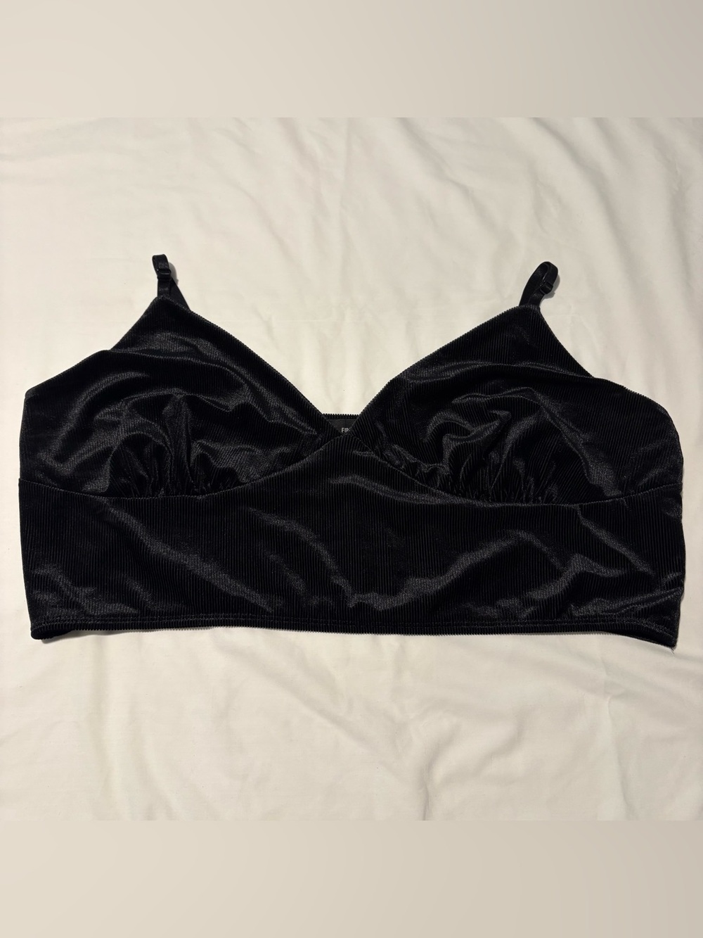 Forever 21 Black Velvet Bralette Ribbed Crop Top